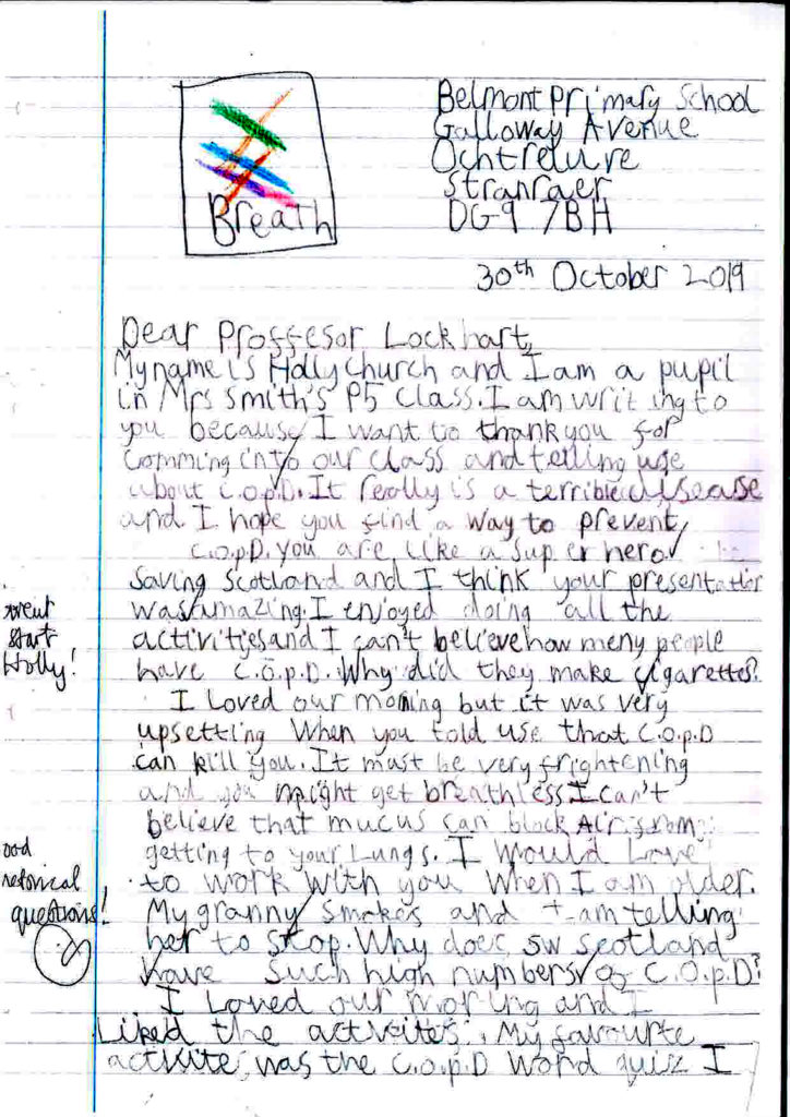 Feedback Letters from Primary Pupils - The BREATH Project